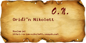 Orián Nikolett névjegykártya